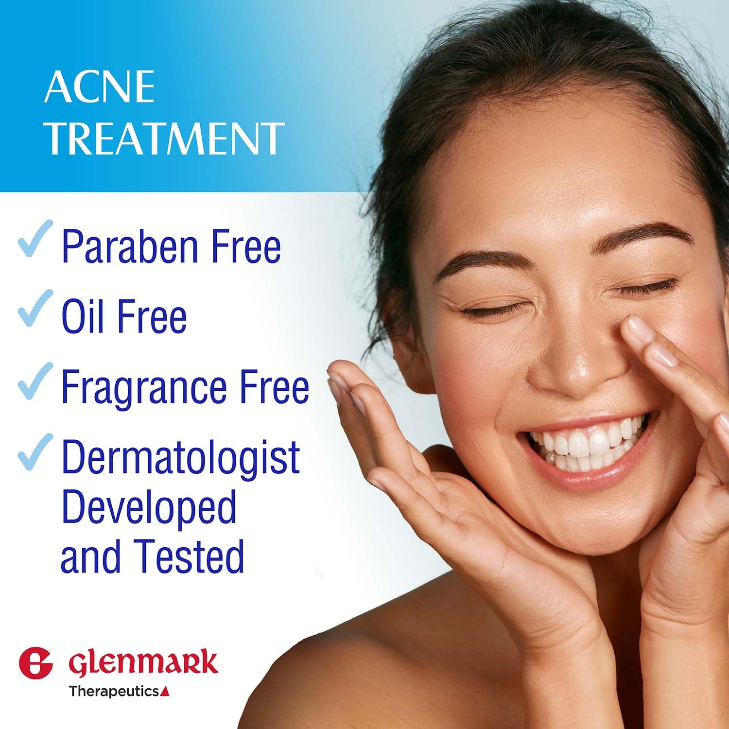 Piel más limpia y poros visibles al usar Glenmark Adapalene Gel.