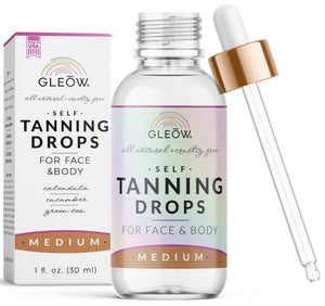GLEOW gota autobronceadora para rostro y cuerpo, tono natural sin sol.