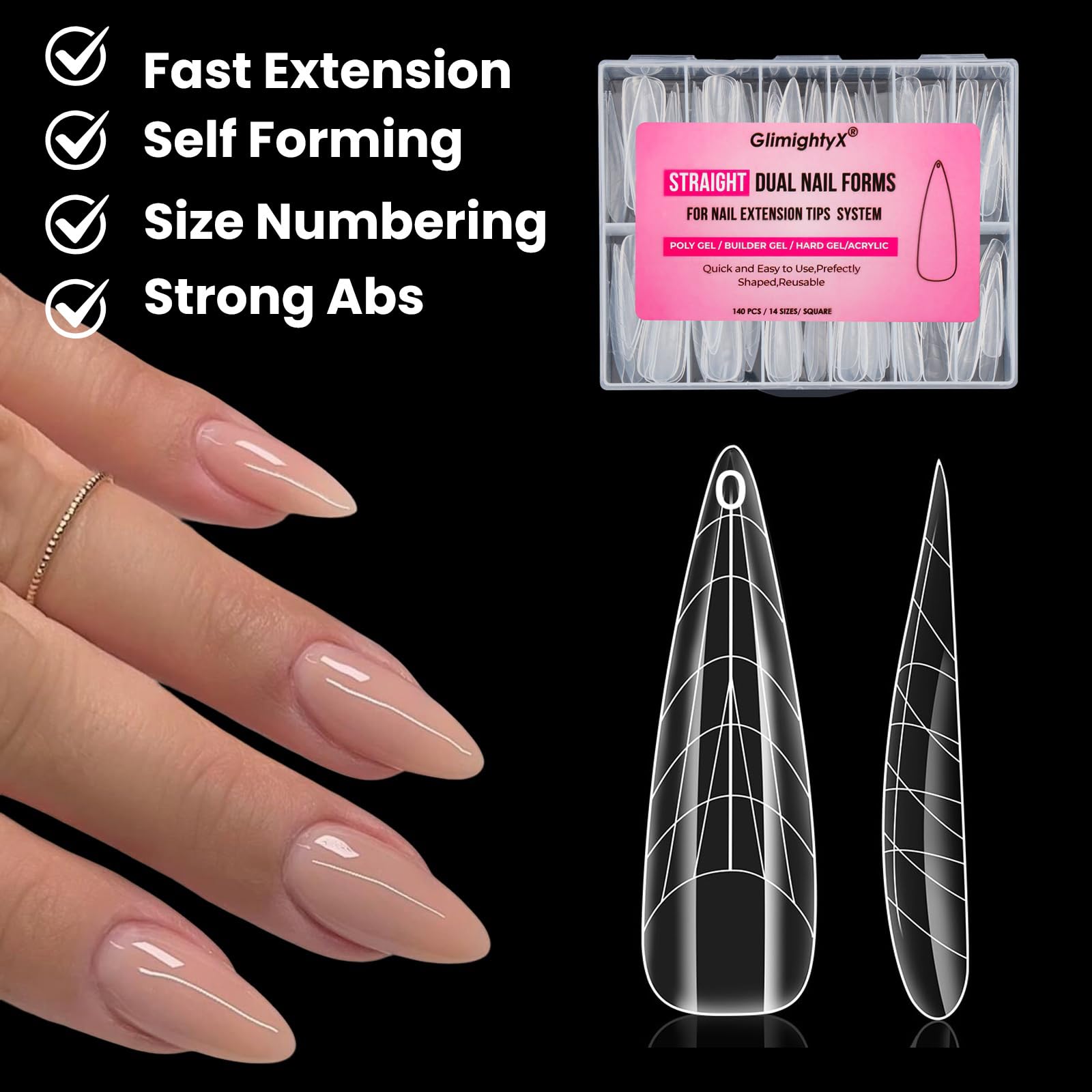 GlimightyX guías francesas pre-diseñadas para líneas limpias.