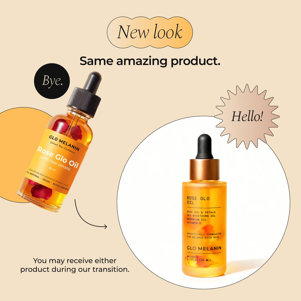 Cuidado facial y corporal con Rose Glo Oil para piel con melanina