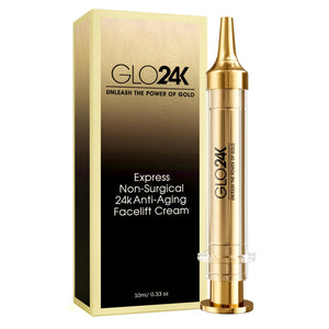 GLO24K crema facial 24k oro en tarro para lujo y hidratación diaria