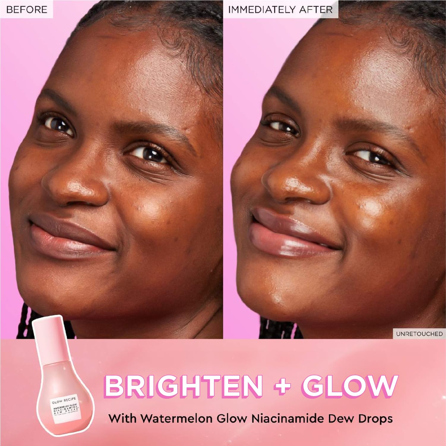 Glow Recipe Watermelon Niacinamide Dew Drops, aplicación como primer, piel suave.