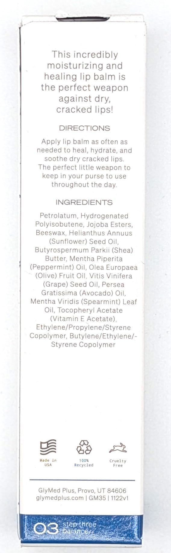 Glymed Bálsamo labial, textura cremosa para una aplicación suave y cómoda