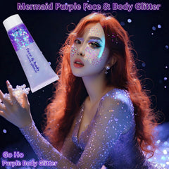 Go Ho Glitter Sirena Morada, purpurina para aplicar en la cara para brillo intenso