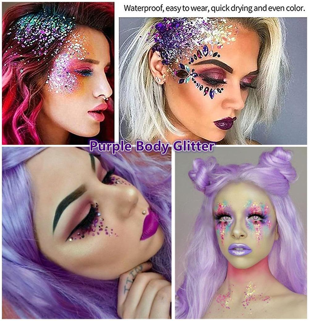 Go Ho Glitter Sirena Morada, purpurina para ojos, ojos con brillo holográfico