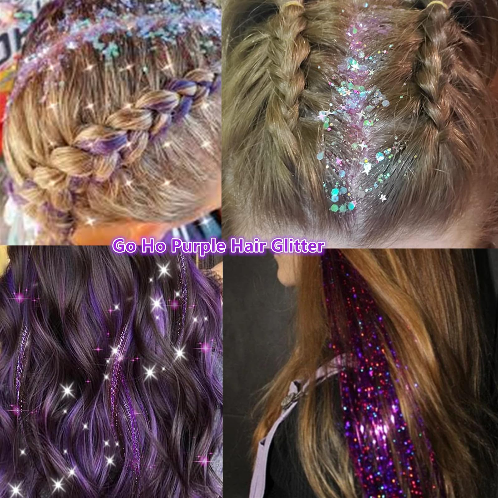 Go Ho Glitter Sirena Morada, purpurina para uñas y maquillaje, efecto festivo