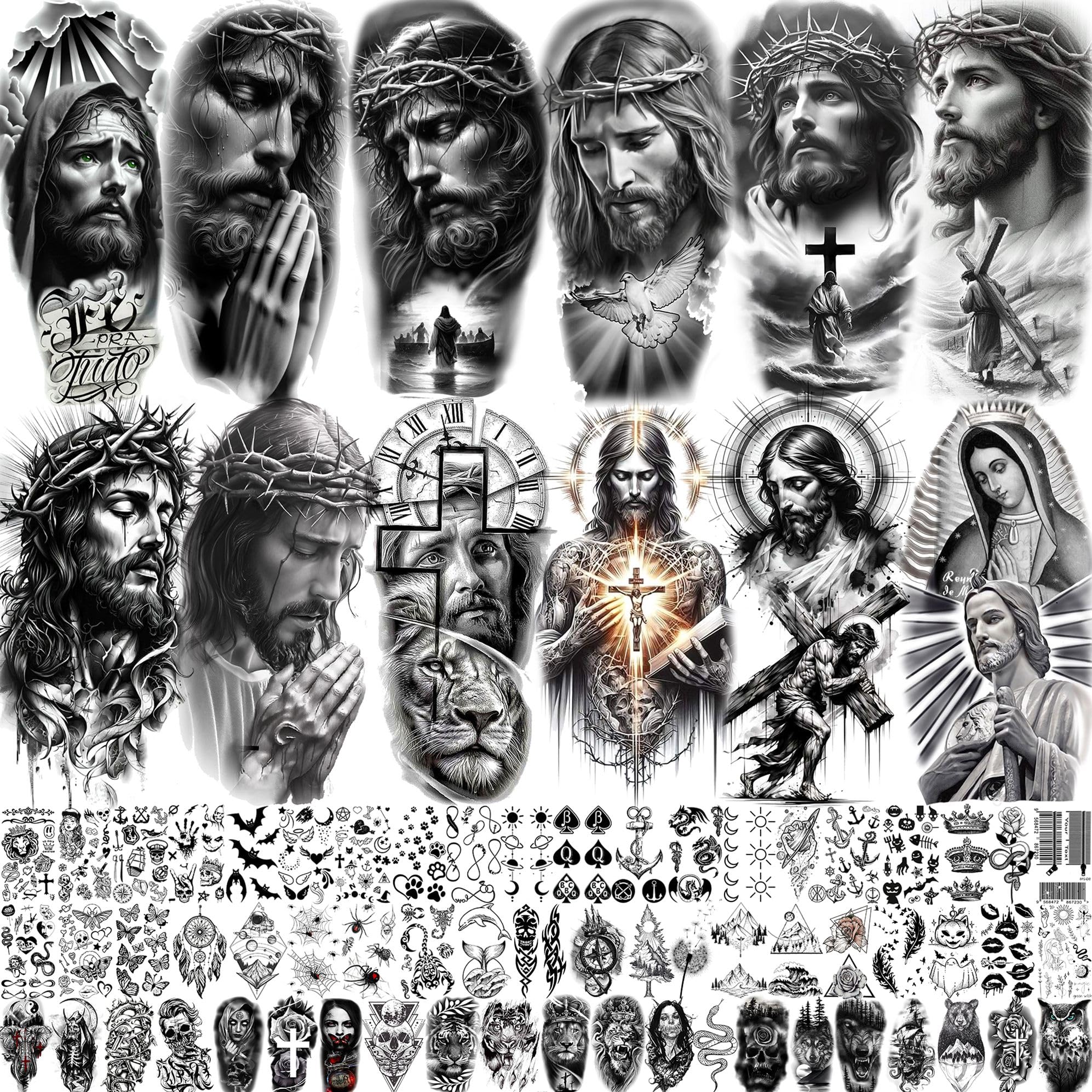 GOCOLORING: tatuaje temporal Jesucristo en diseño realista para uso diario.