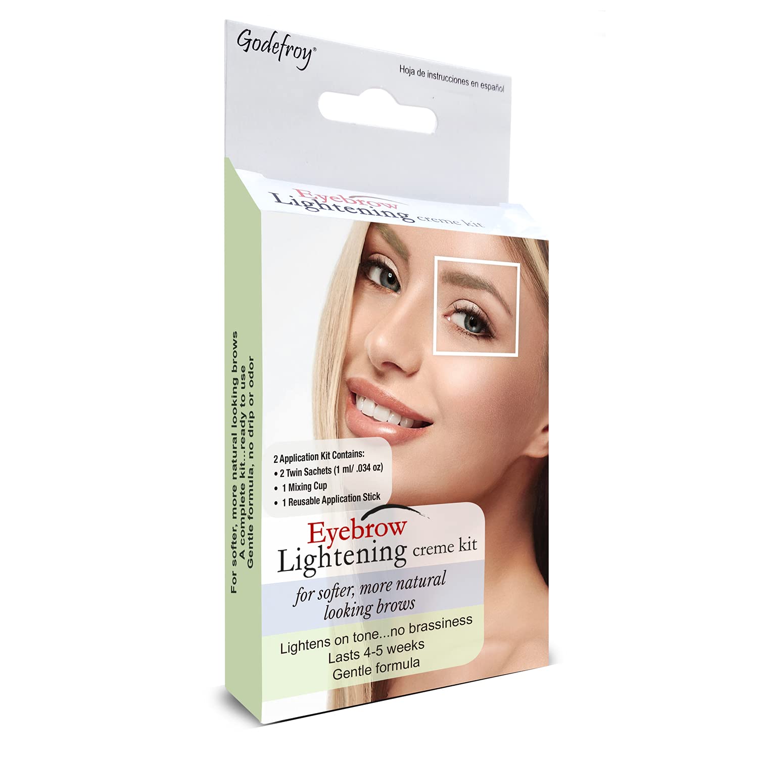 Godefroy crema aclaradora para cejas en conjunto de 2 aplicaciones, tono más suave.
