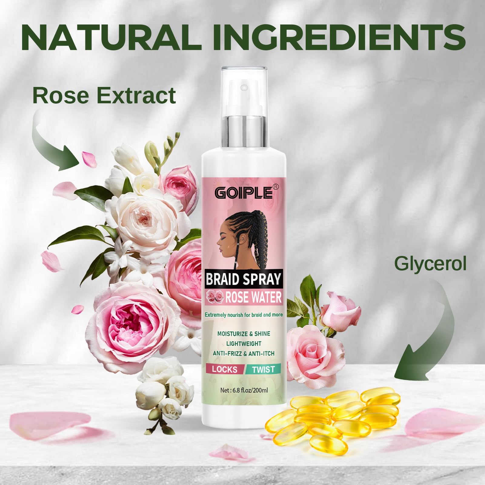 Goiple Braid Spray Rosa Menta aroma suave de rosa y menta