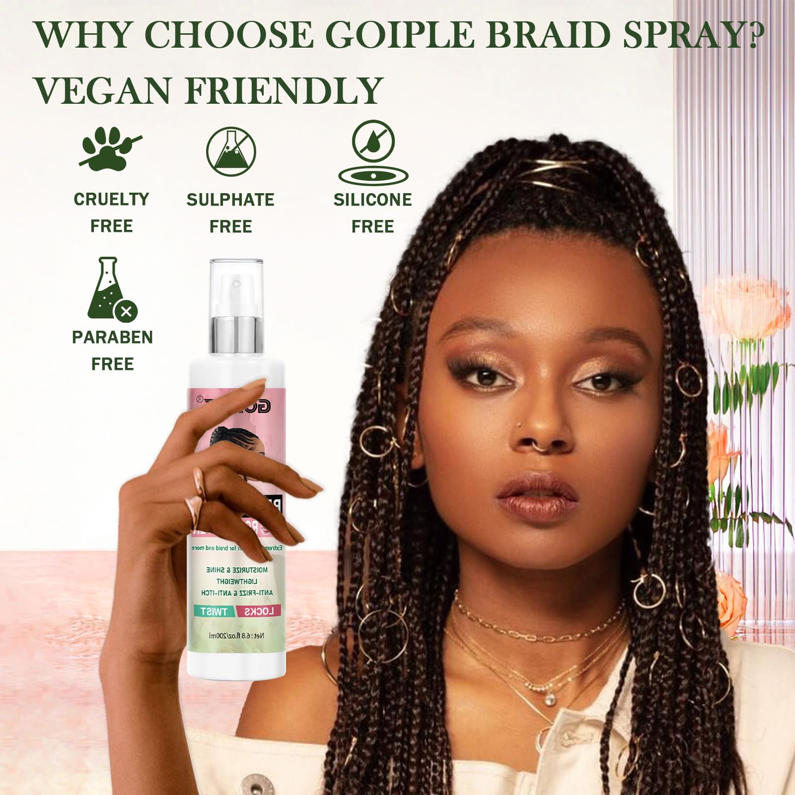 Goiple Braid Spray Rosa Menta hidratación diaria para cabello