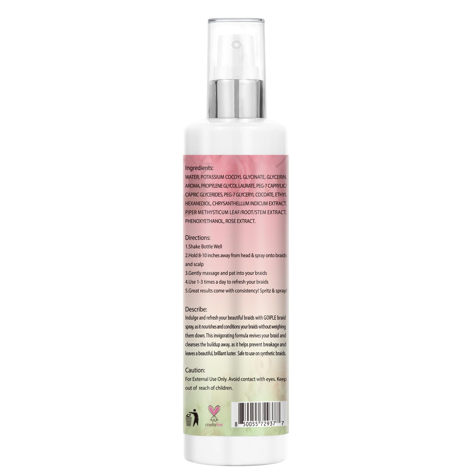 Goiple Braid Spray Rosa Menta textura ligera para peinado fácil