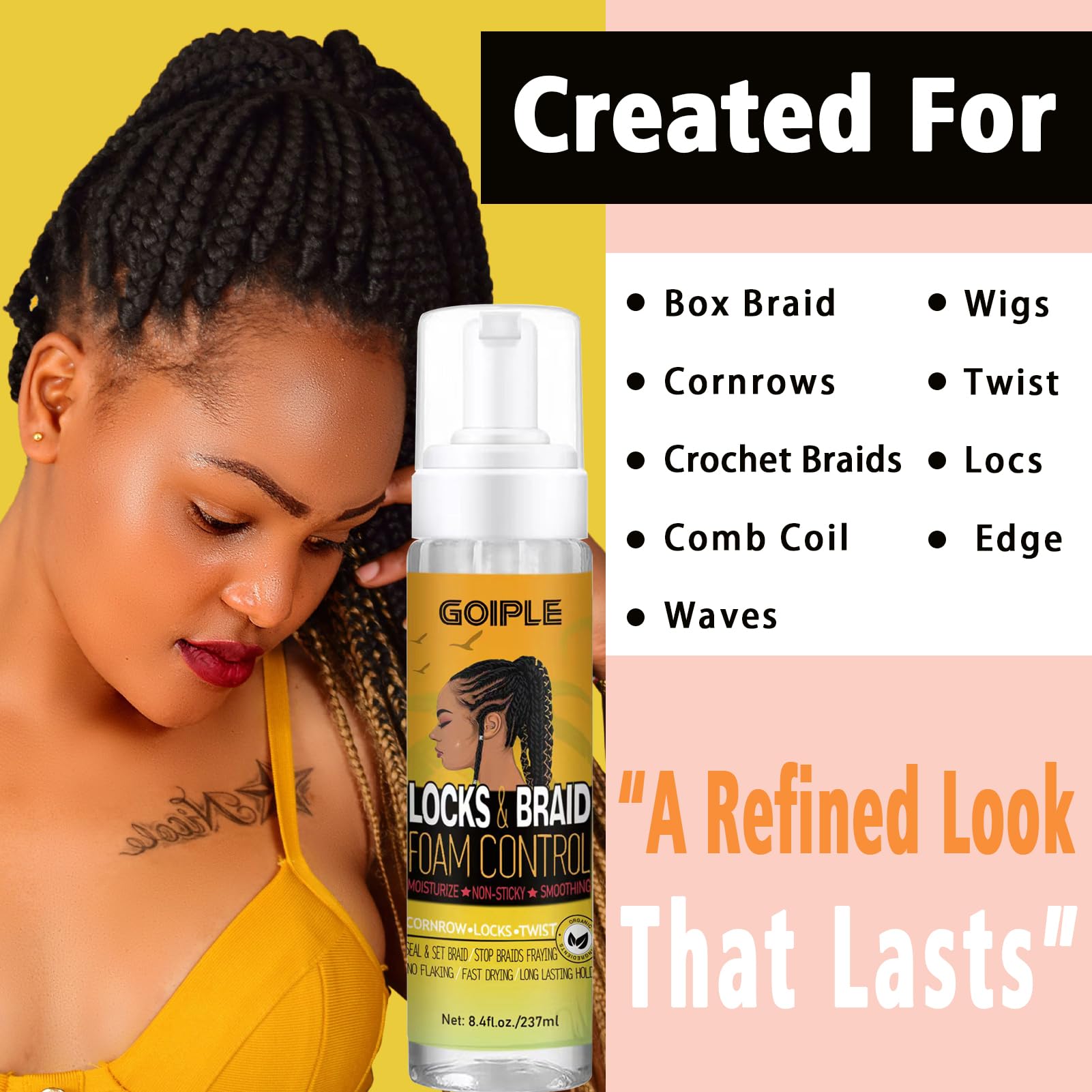 Goiple control de frizz y brillo natural en trenzas