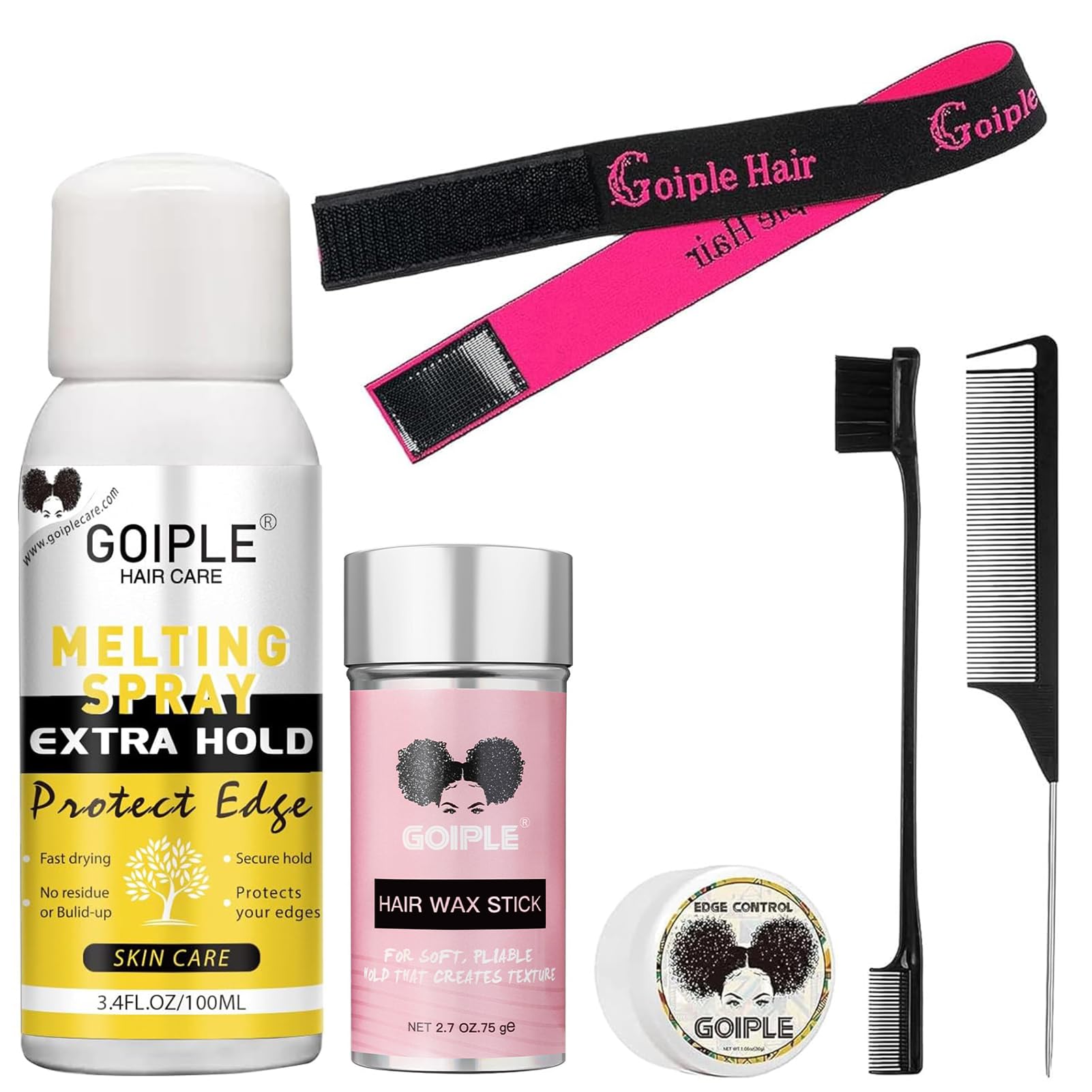 Goiple Lace Melting Spray: botella de 34 oz para fijar pelucas con acabado natural.