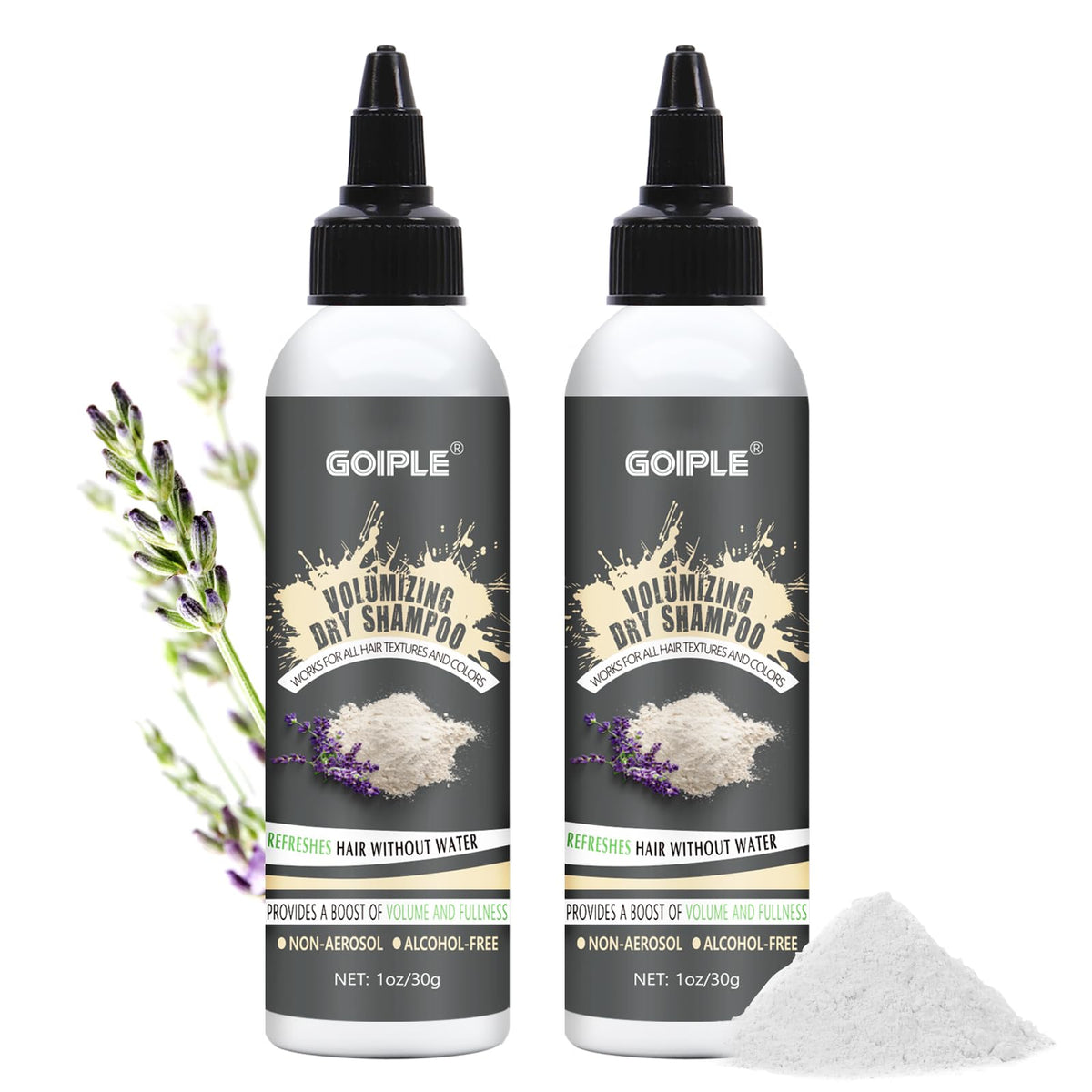 Goiple Polvo Shampoo Seco, envase práctico para refrescar entre lavados.