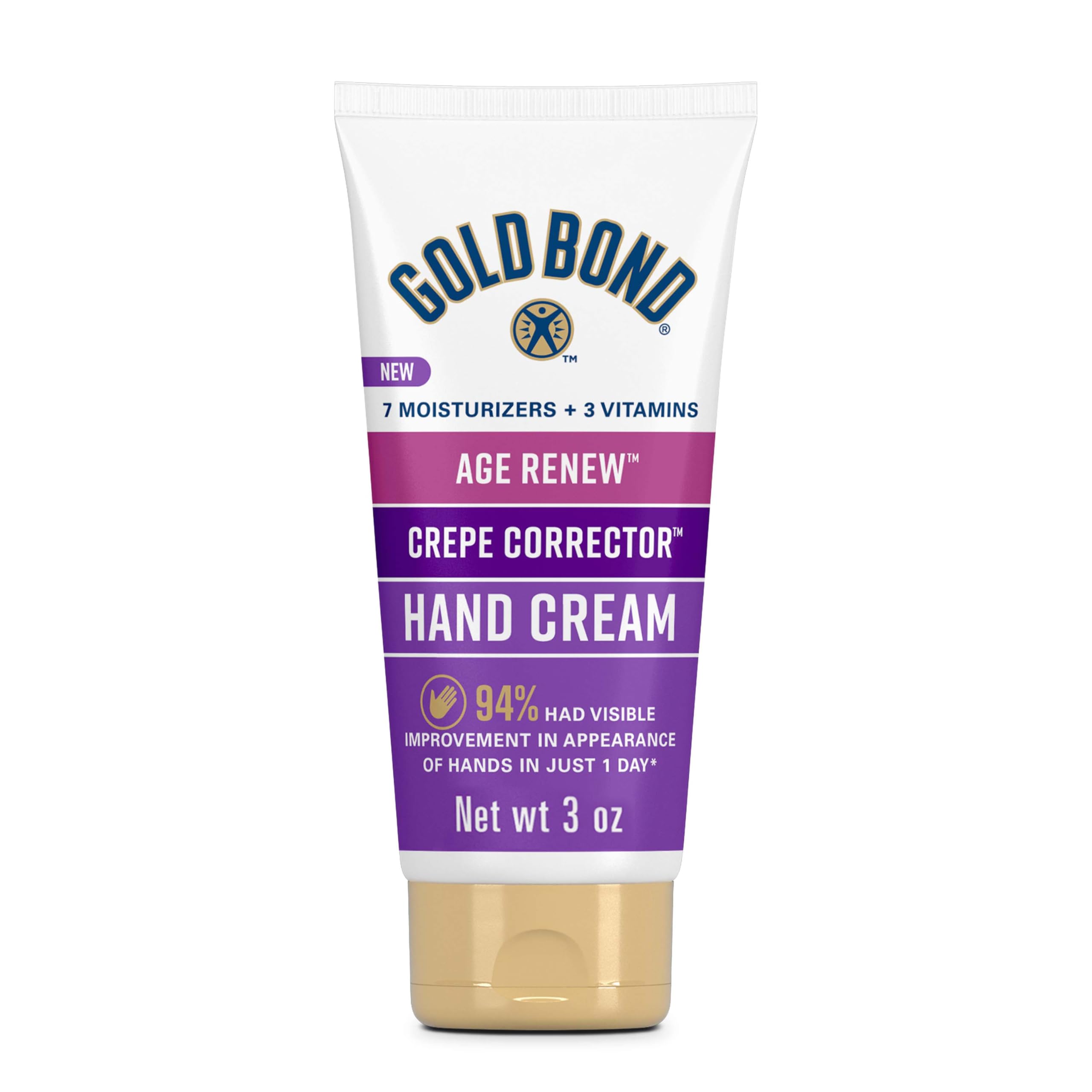 Gold Bond Age Renew Crepe Corrector, bote de 3 oz, mejora la textura de las manos.