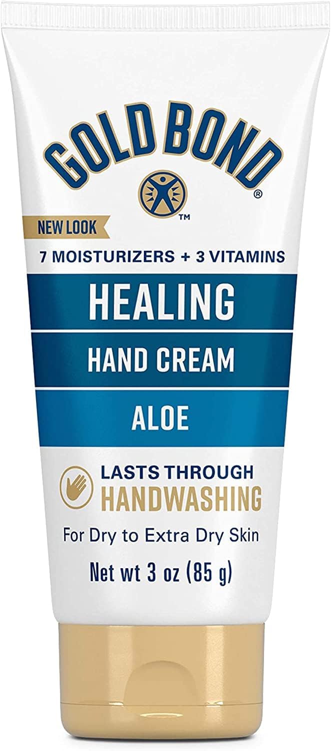 Gold Bond crema de manos Aloe, empaque visible, hidratación suave para manos secas.