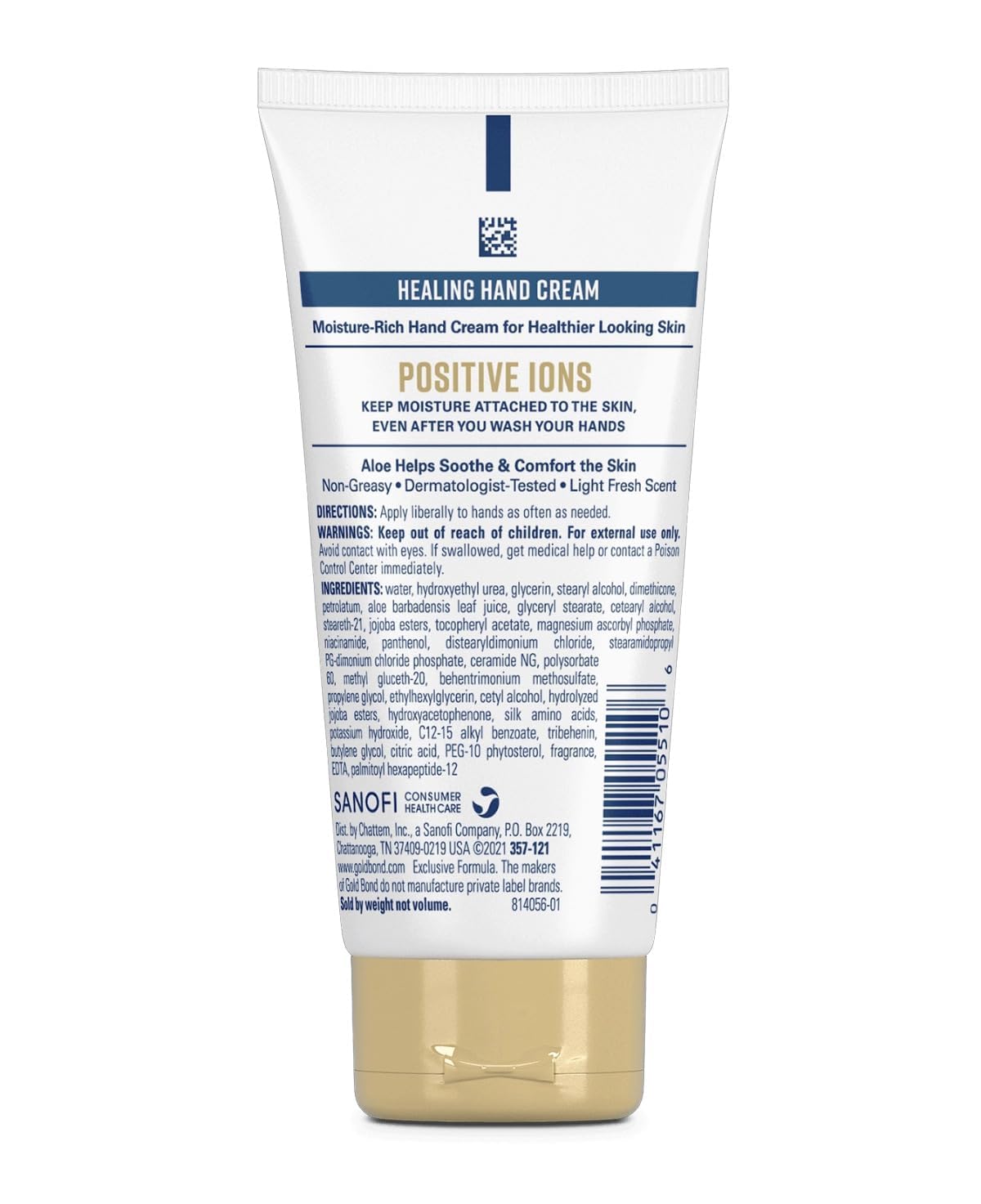 Gold Bond crema de manos Aloe, textura ligera que se absorbe rápido para uso diario.