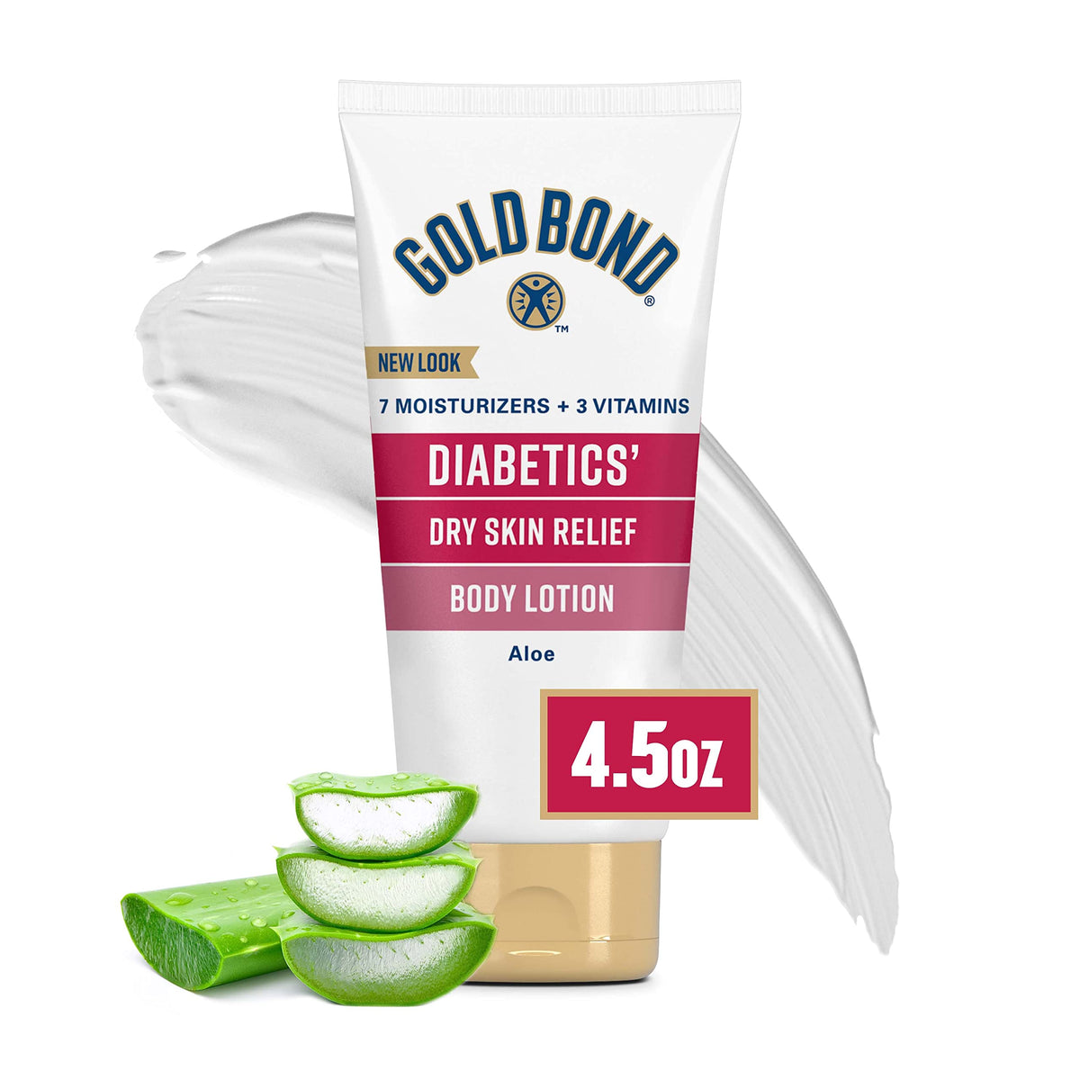 Gold Bond loción diabética para piel seca con aloe y vitamina E, alivio suave.