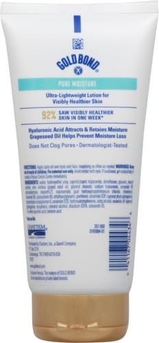 Gold Bond Pure Moisture Lotion, con ácido hialuronico y aceite de uva natural.