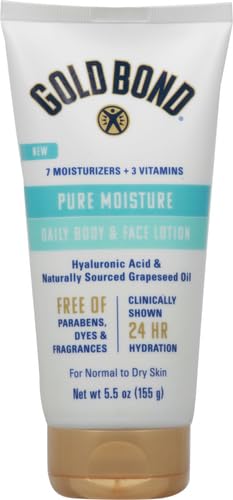 Gold Bond Pure Moisture Lotion, textura ultra ligera y absorción rápida para rostro y cuerpo.