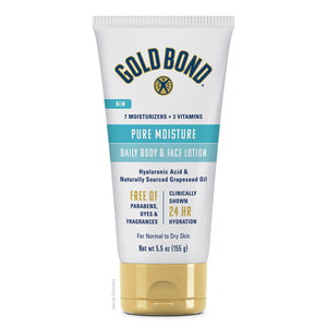 Gold Bond Pure Moisture Lotion, tubo de 5.5 oz, hidratación diaria suave.