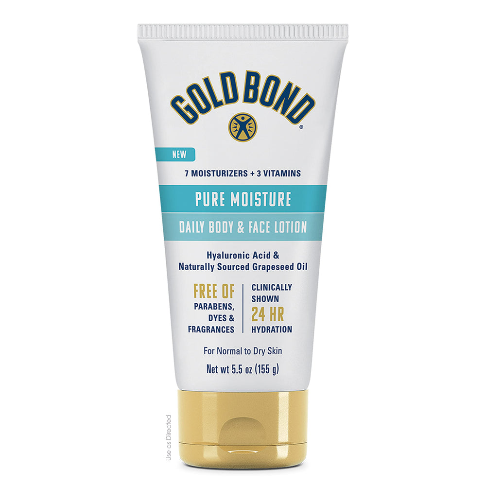 Gold Bond Pure Moisture Lotion, tubo de 5.5 oz, hidratación diaria suave.