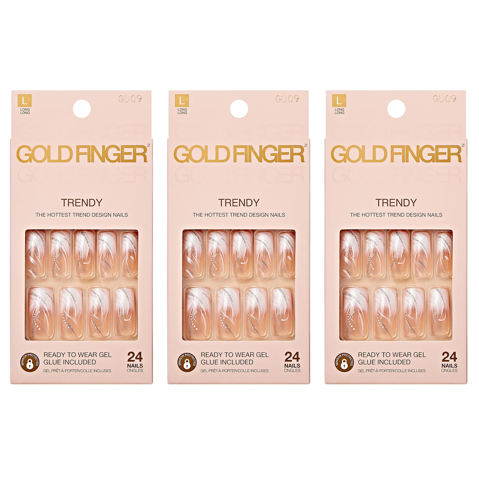 Goldfinger Gel Glam uñas diseño largo para estilo diario sin esmalte