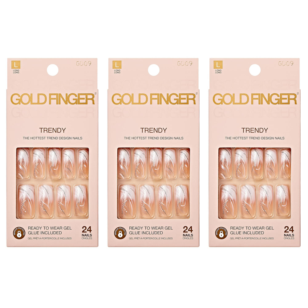 Goldfinger Gel Glam uñas diseño largo para estilo diario sin esmalte