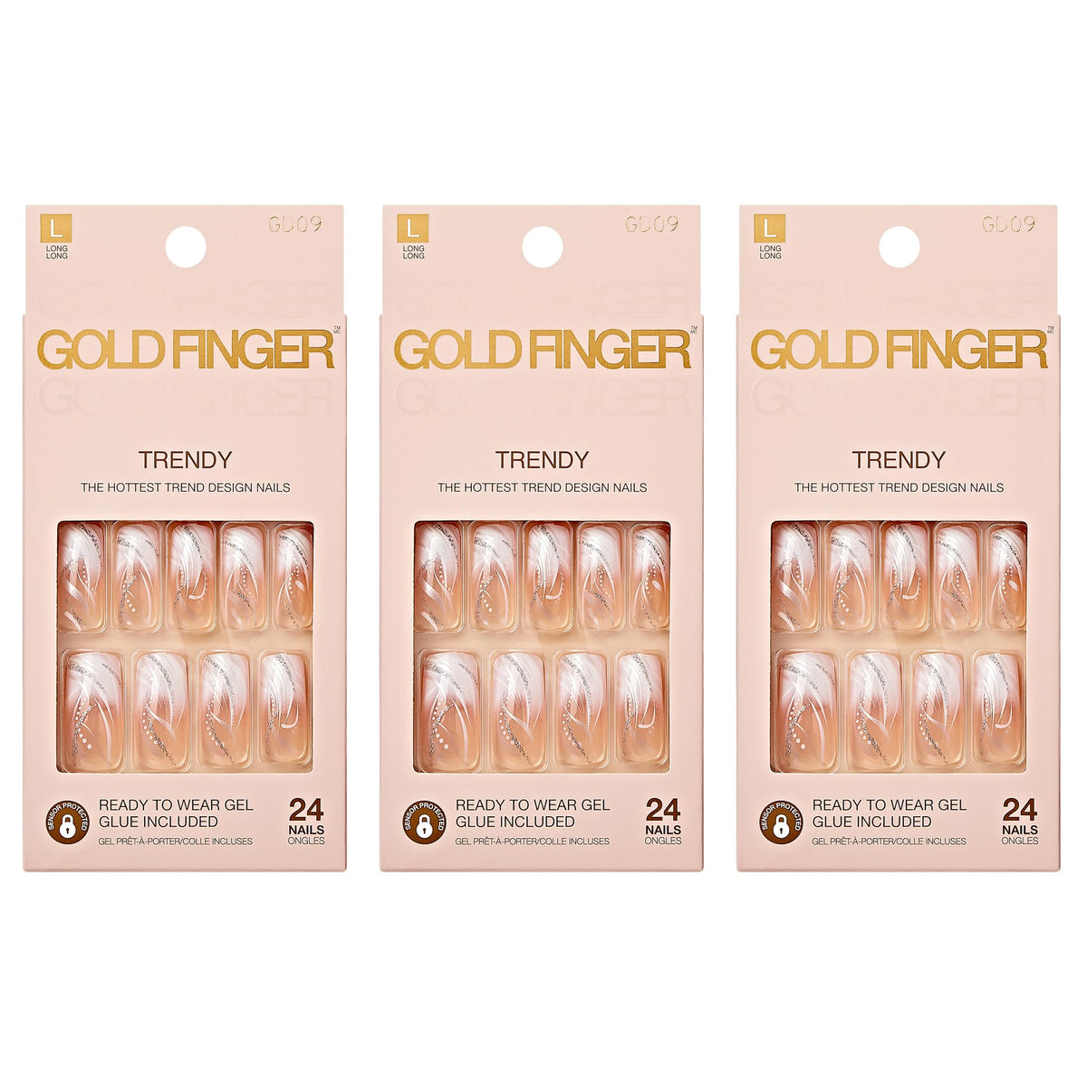 Goldfinger Gel Glam uñas diseño largo para estilo diario sin esmalte