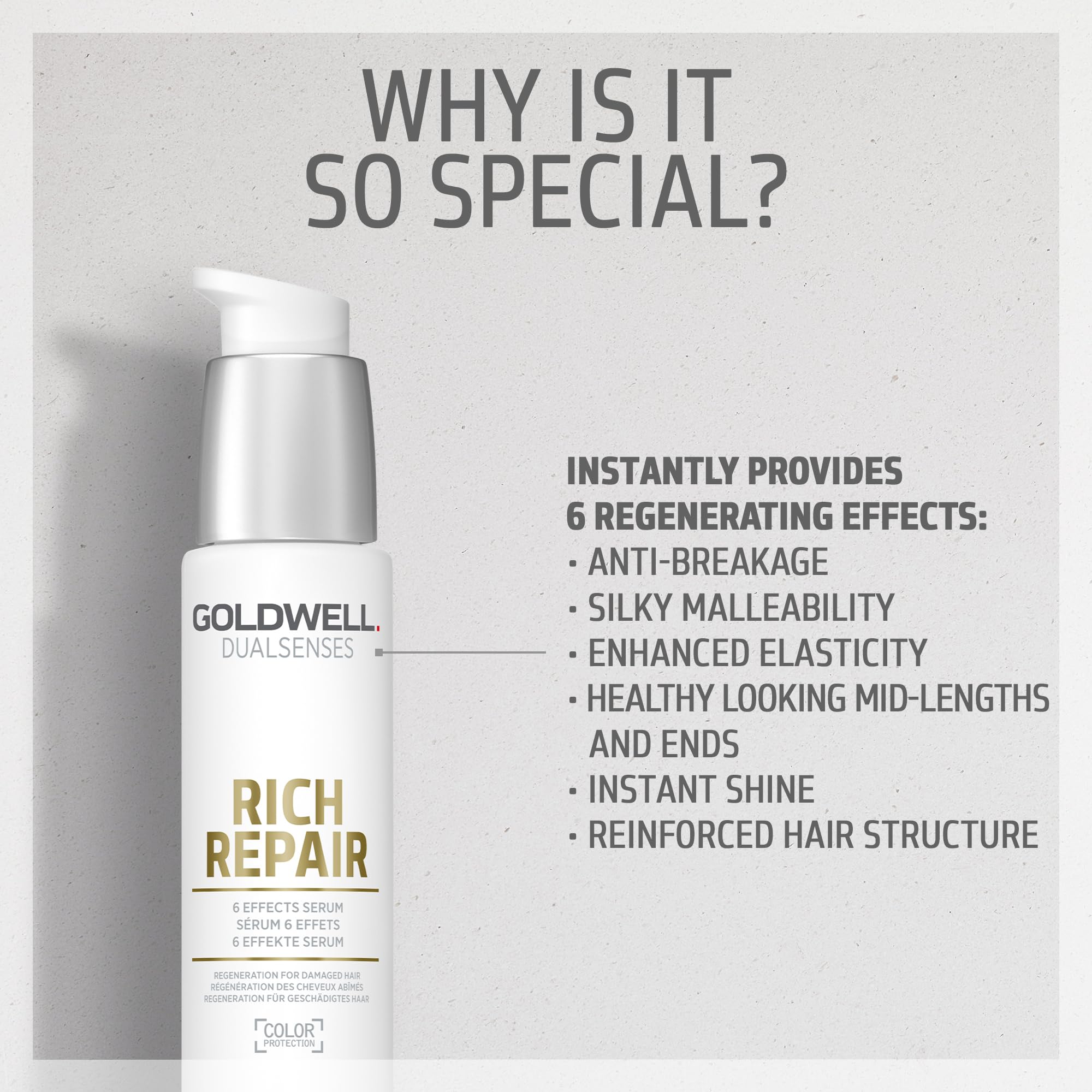 Goldwell DualSenses Rich Repair, elasticidad mejorada, cabello más flexible durante el día
