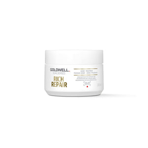 Goldwell Rich Repair, botella y aplicador, cuidado inmediato para cabello dañado.