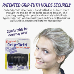 Good Hair Days Grip-Tuth: pareja de peines laterales concha carey para peinados variados.