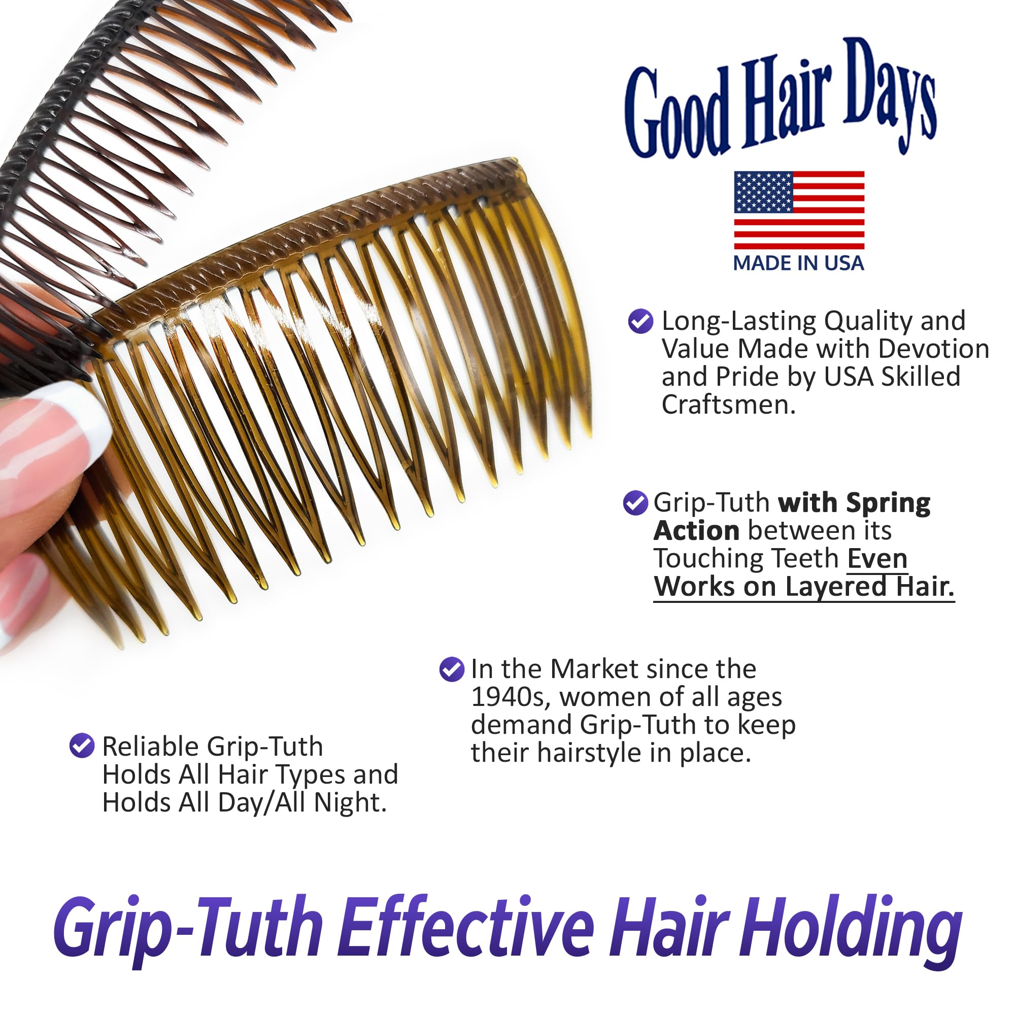 Good Hair Days Grip-Tuth, sujeción estable: diseño cómodo para uso diario con distintas texturas capilares.