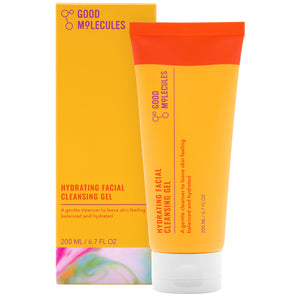 Good Molecules gel limpiador hidratante con agua de rosa, limpieza suave para la piel.