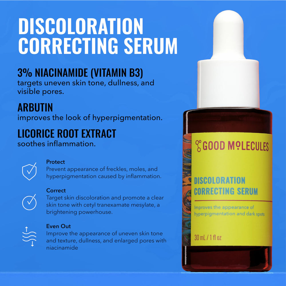 Good Molecules Serum dropper applying serum absorbs quickly for facial and body use