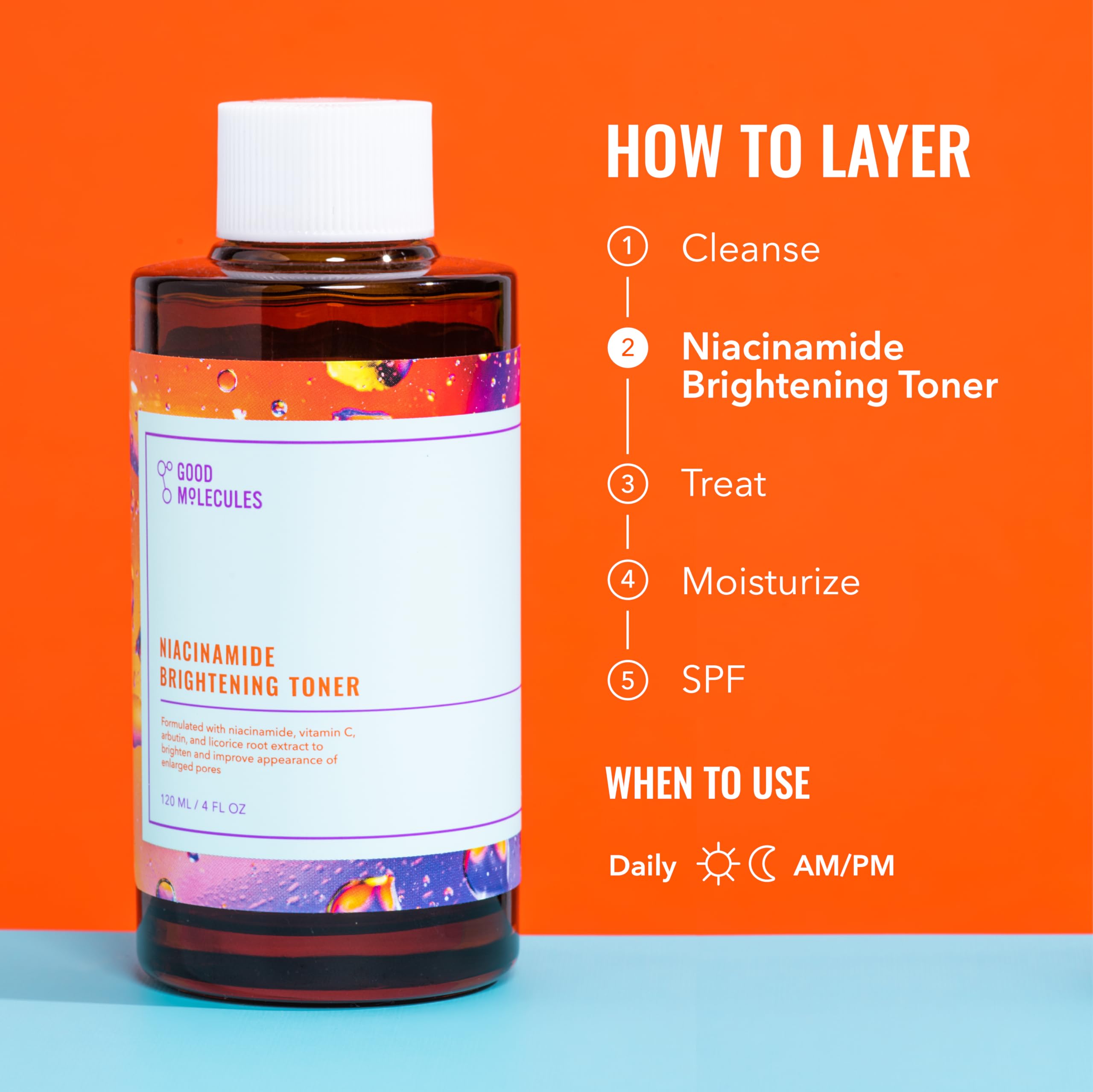 Good Molecules tónico se aplica con palma para absorción