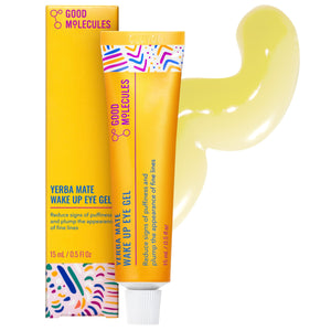 Good Molecules Yerba Mate Wake Up Eye Gel en envase, hidratación ligera para ojos cansados.