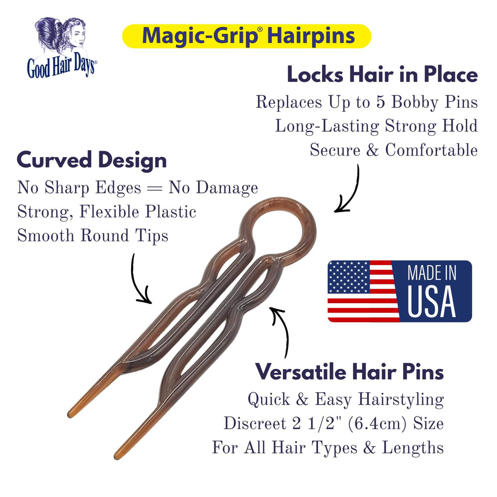 Horquilla Good Hair Days sin metal, ideal para viajes y uso diario.