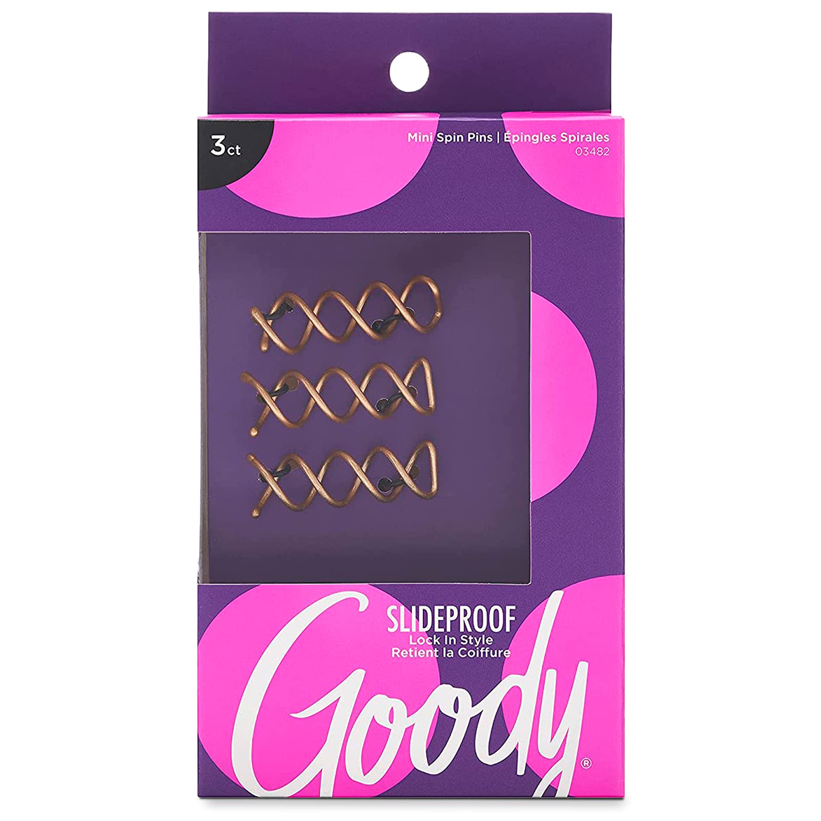 GOODY Mini Spin Pins espirales pelo, vista frontal, fijación rápida