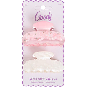 Pinzas grandes Goody SlideProof con lazo rosa 3D para un peinado duradero y cómodo.