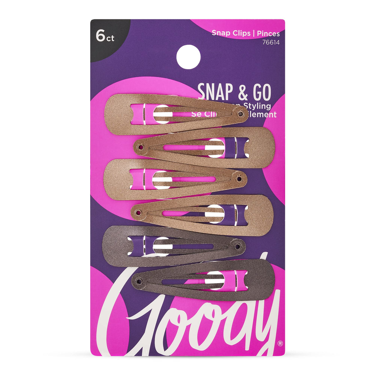Goody Snap & Go Clips: acabado metalico tono castano natural para cabello castano.