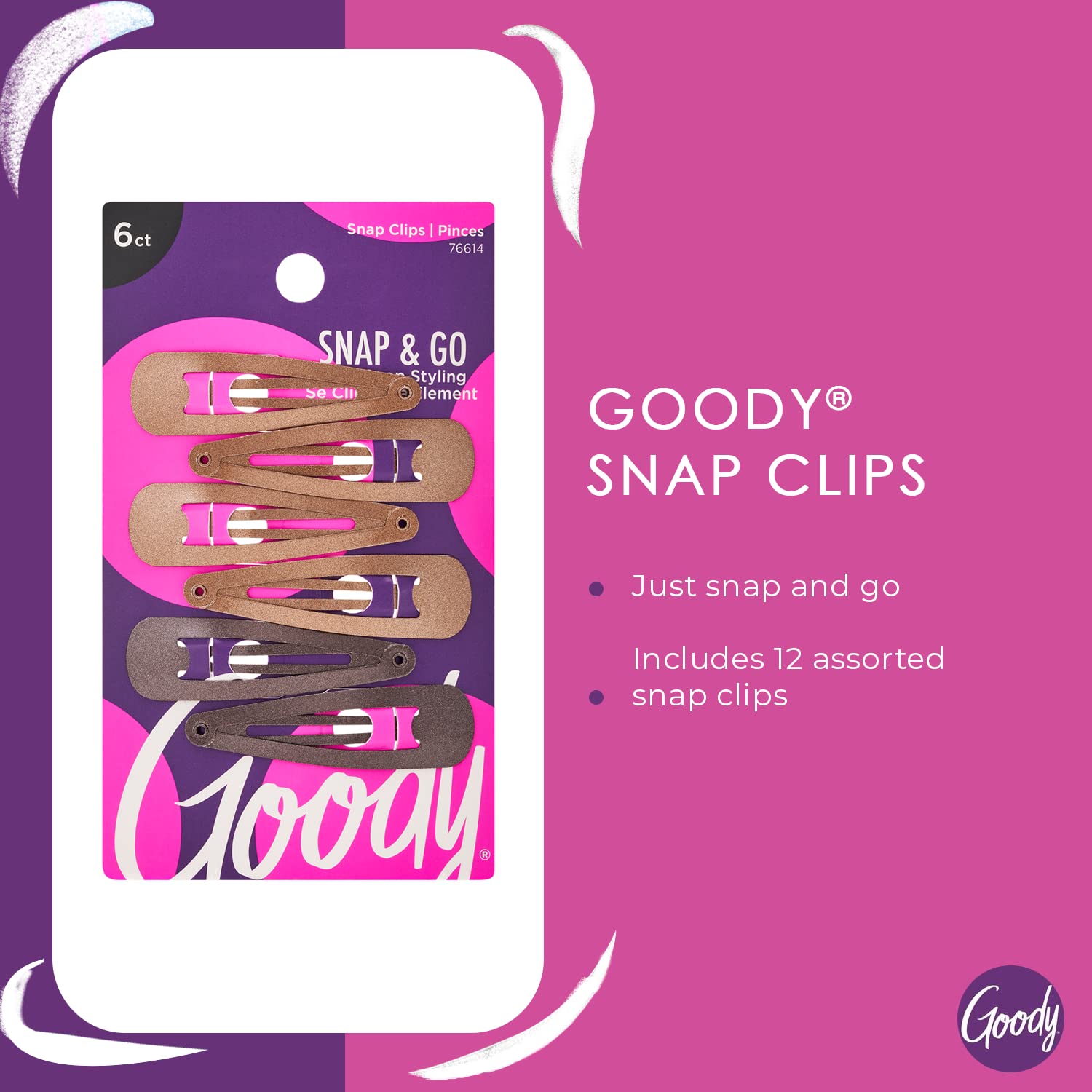 Goody Snap & Go Clips: ajuste ergonomico contorno para sujecion estable.