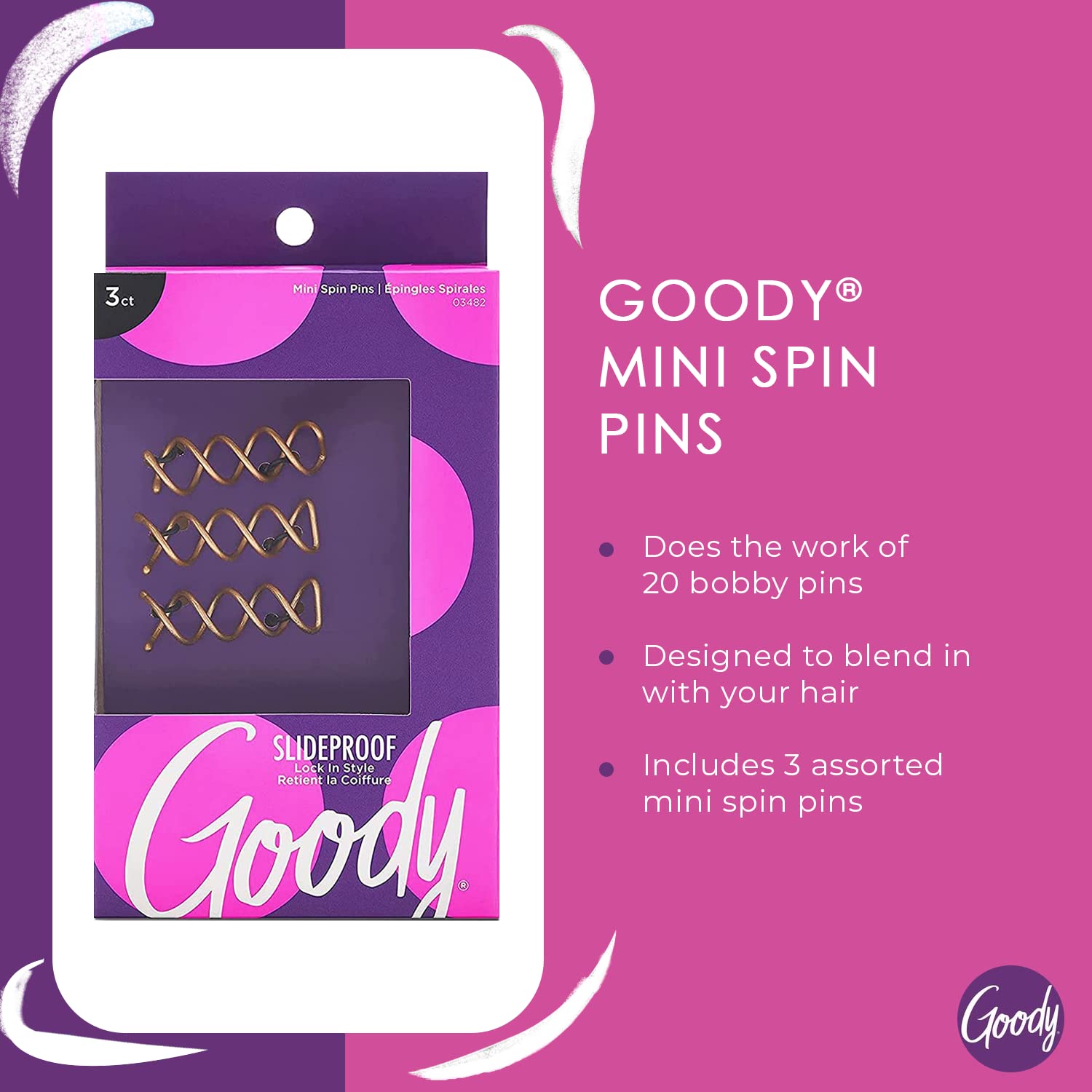 GOODY Mini Spin Pins colores disponibles, estilo discreto
