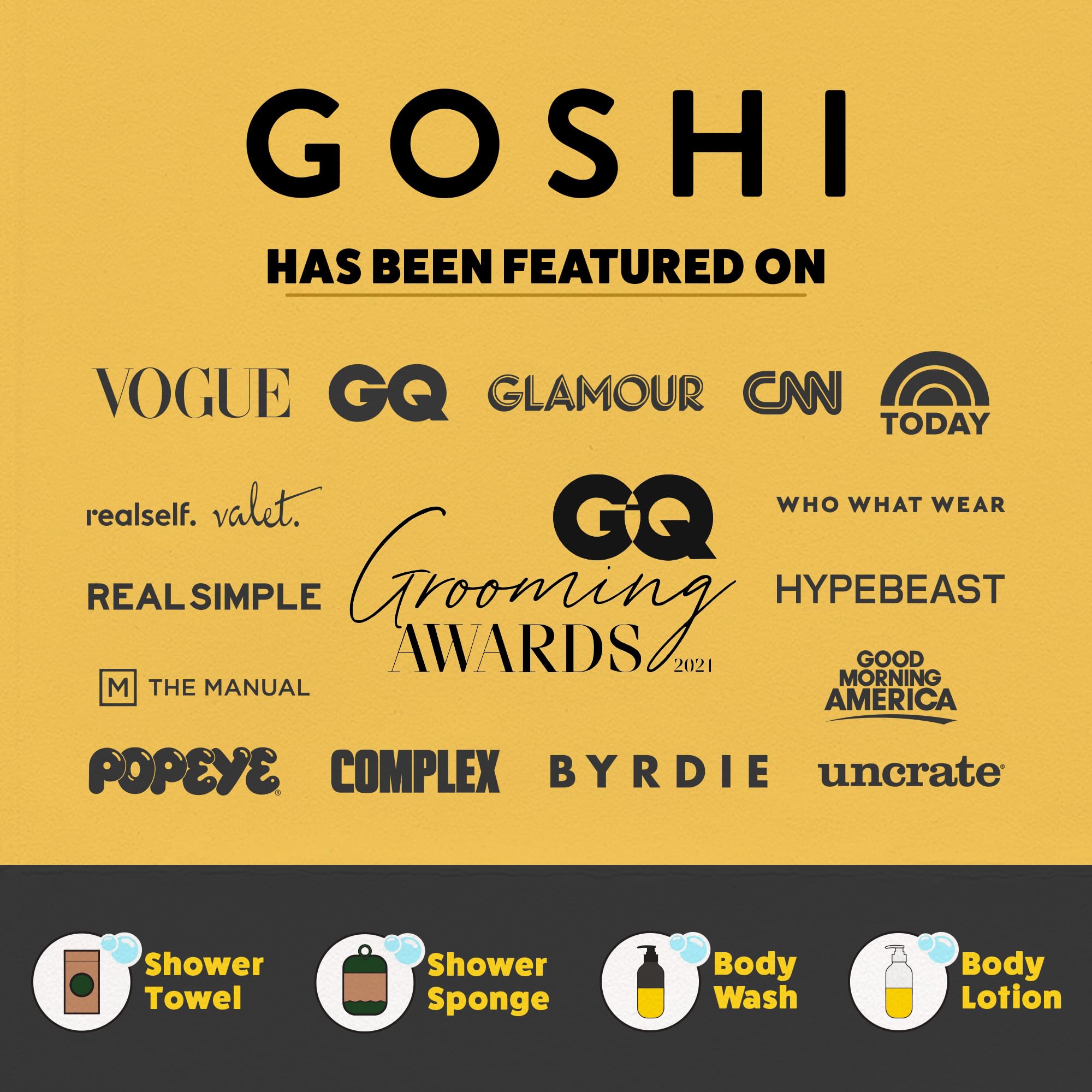 GOSHI esponja exfoliante para ducha, espuma rica al enjabinar con gel.