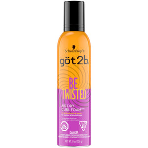 Got2b Be Twisted espuma para rizos, botella mostrando definición y control del frizz