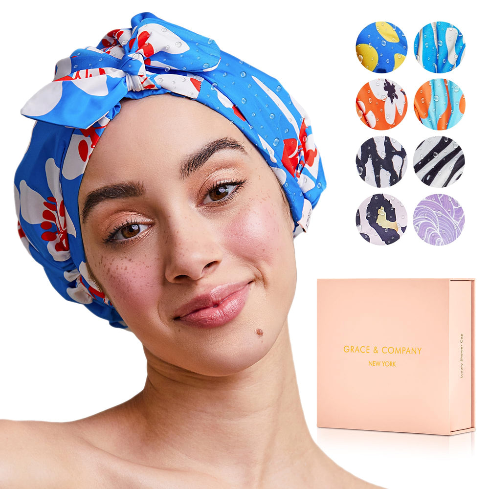 Gorro de ducha GRACE & COMPANY resistente al agua mantiene el cabello seco durante la ducha.
