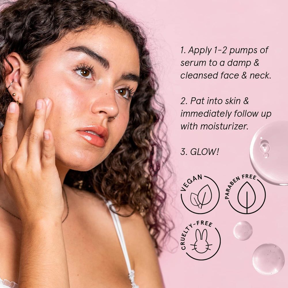 Grace & Stella serum hialurónico, piel hidratada con sensación suave.