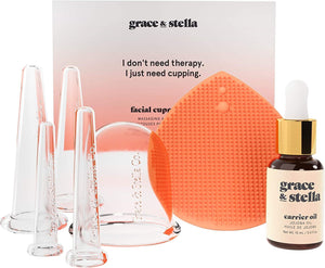 grace & stella: ventosas faciales de 7 piezas para mejorar la circulación y firmeza.