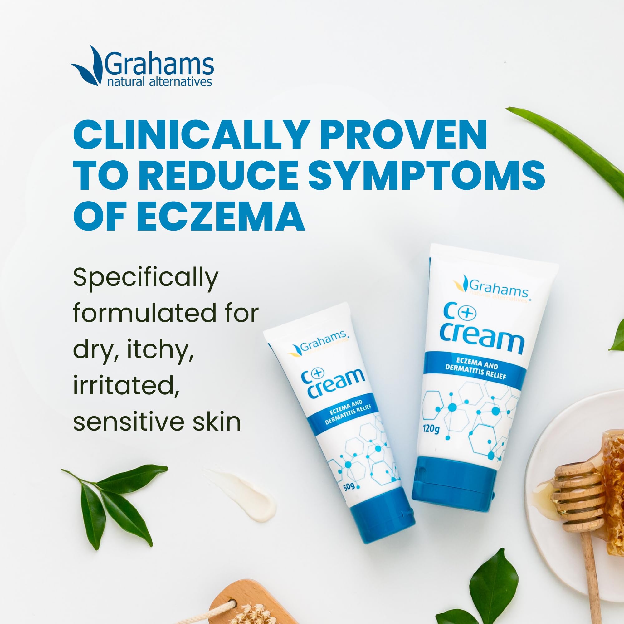 Grahams Natural C+ Crema eczema codos y rodillas: hidratación profunda para zonas secas.