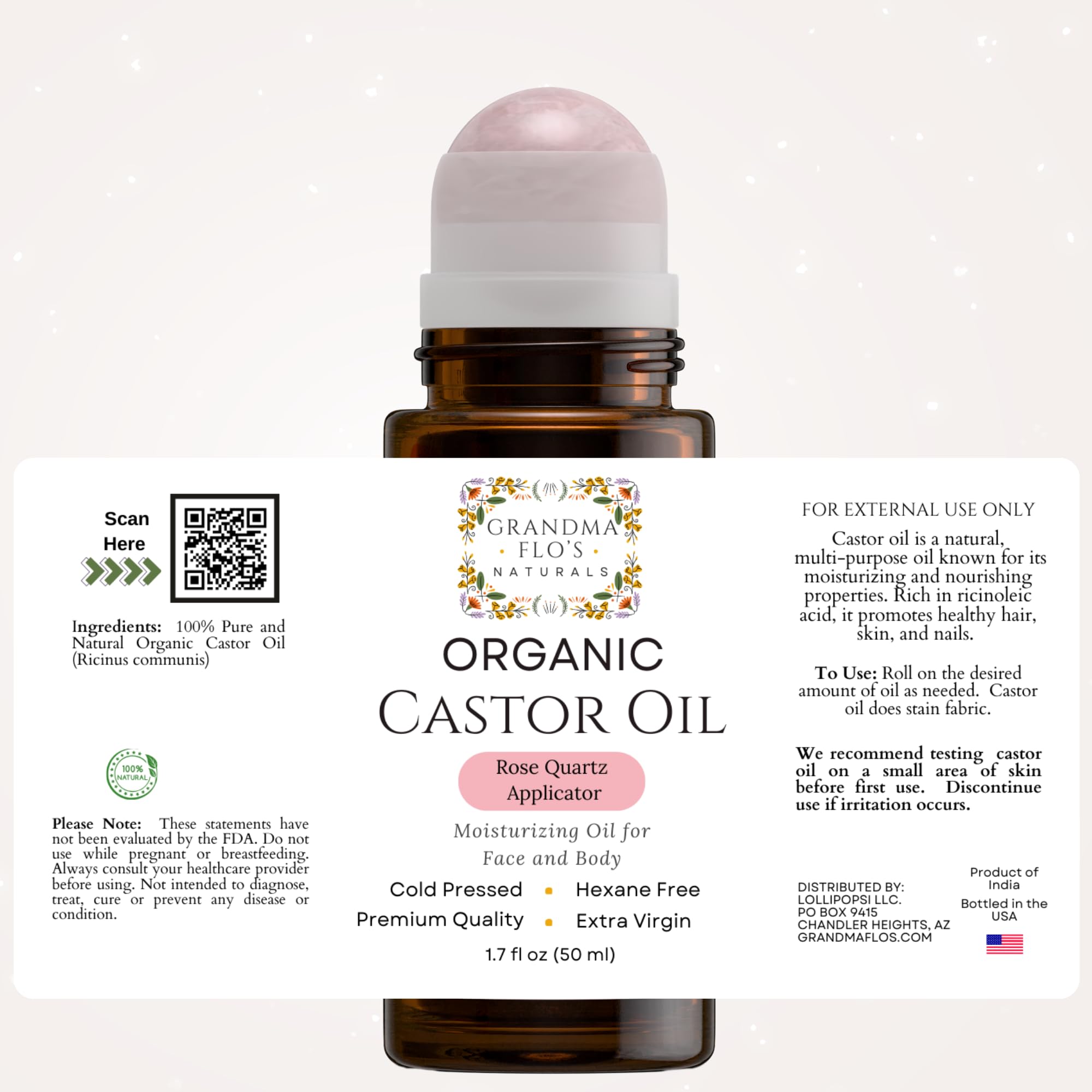 Producto sin hexano ni refinado de Grandma Flo's Naturals